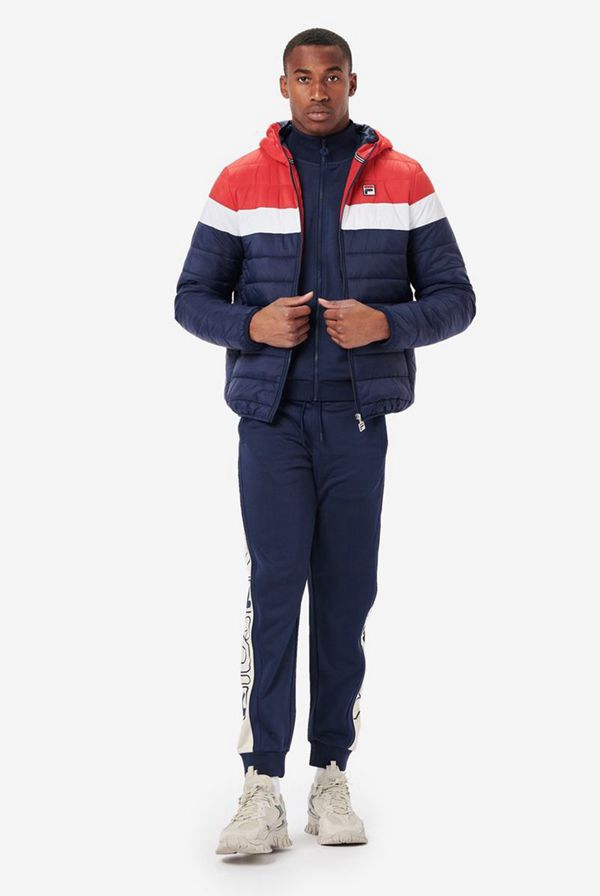 Fila Llyr Puffer Men's Jackets - Navy/Red/White,NZ 142-84395